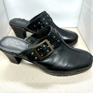 Clarks leather black womens shoes Size 9, Bin#2